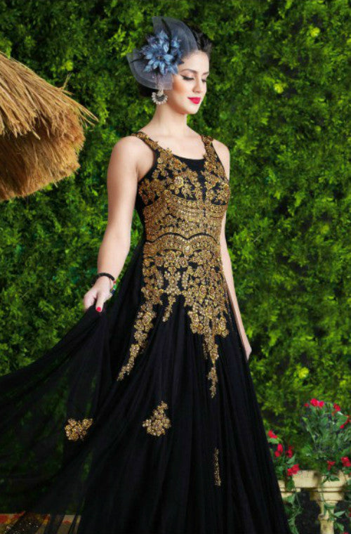 black and gold designer dress