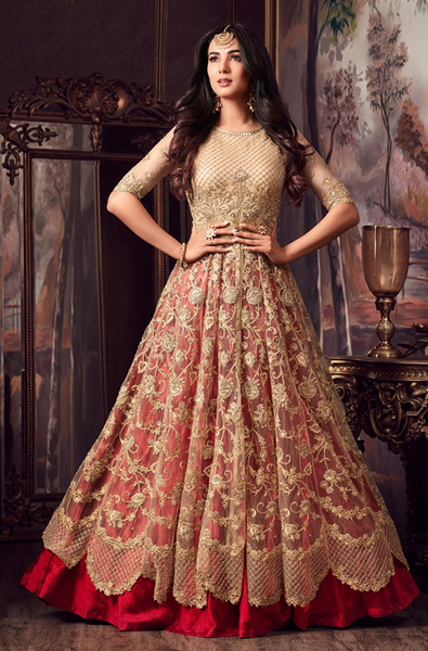 red bridal anarkali