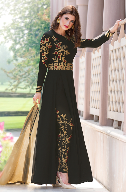 black georgette anarkali suit