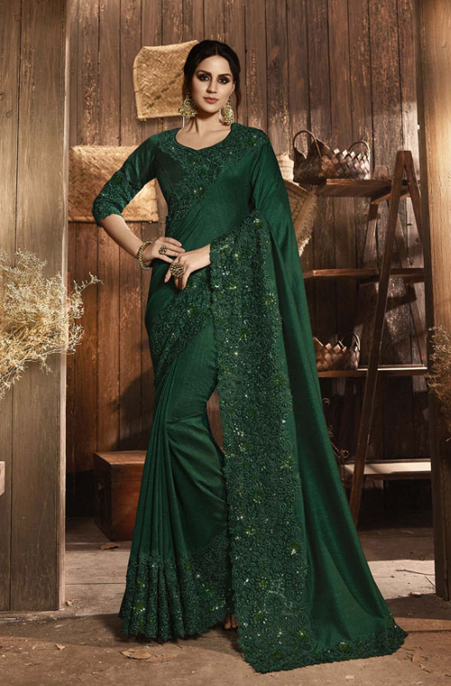 green saree party wear