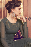 Charcoal Gray Designer Embroidered Georgette Gharara Suit-Saira's Boutique