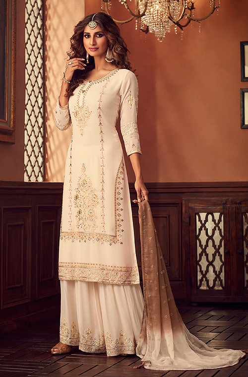 white sharara suit design