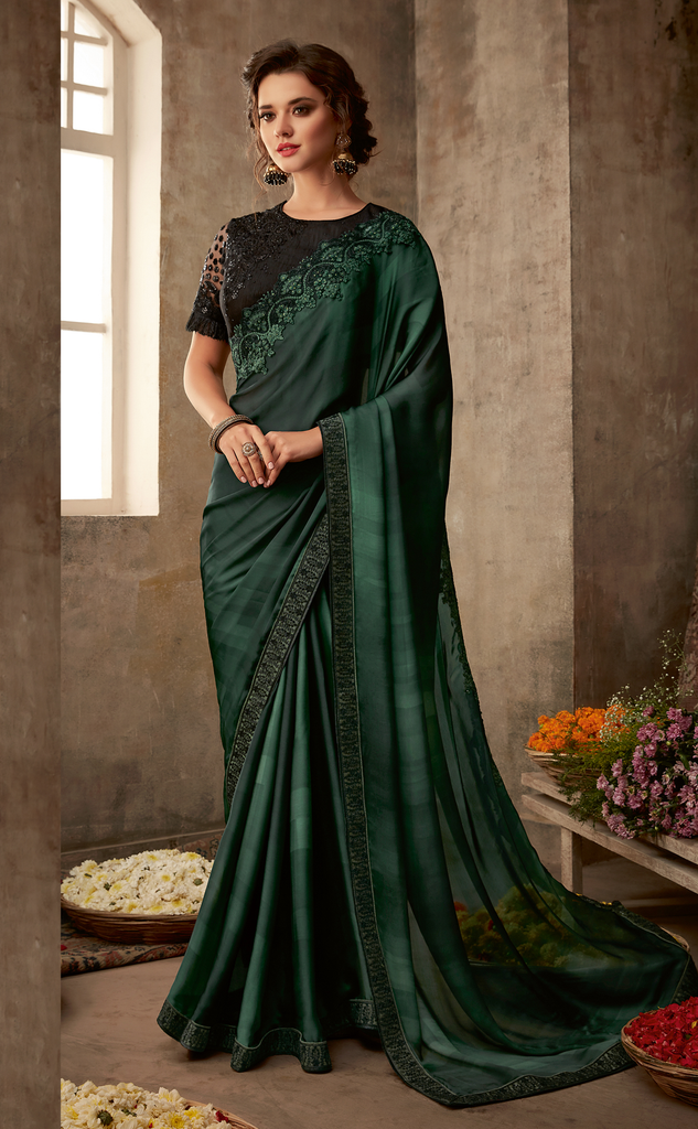 green saree party wear