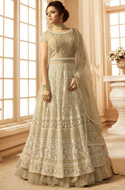 off white anarkali suits