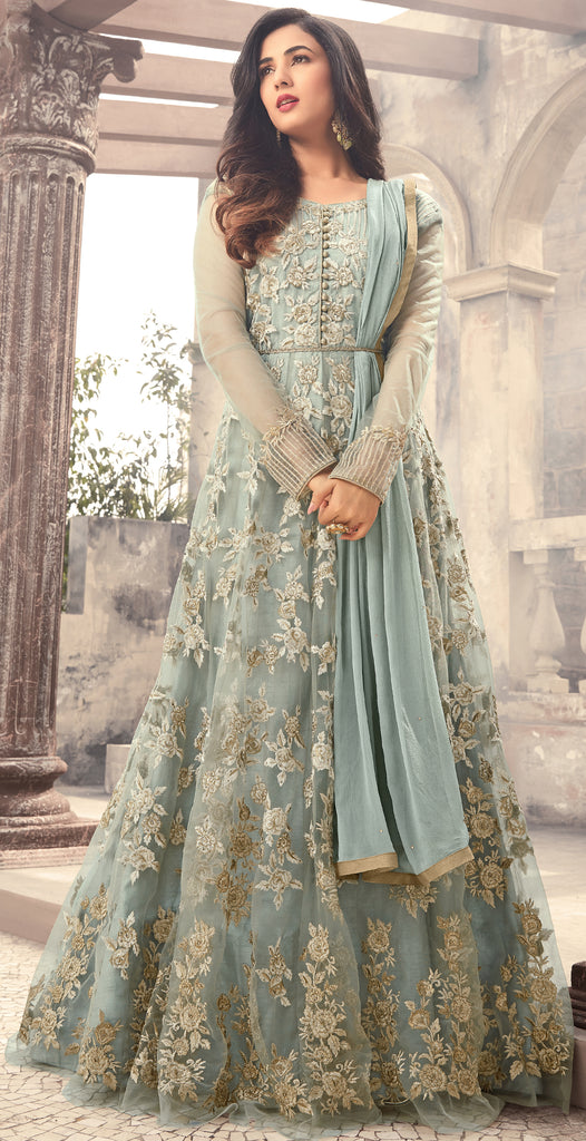 light blue anarkali dress