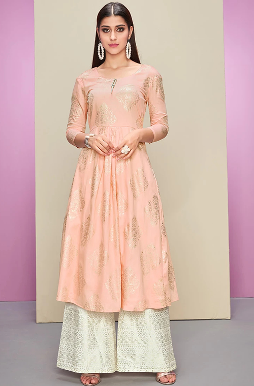 long kurti with plazo party wear