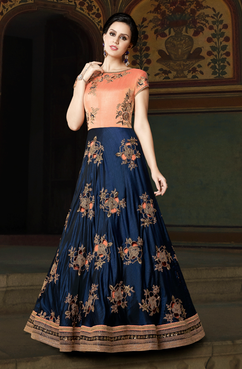 navy blue gowns designer