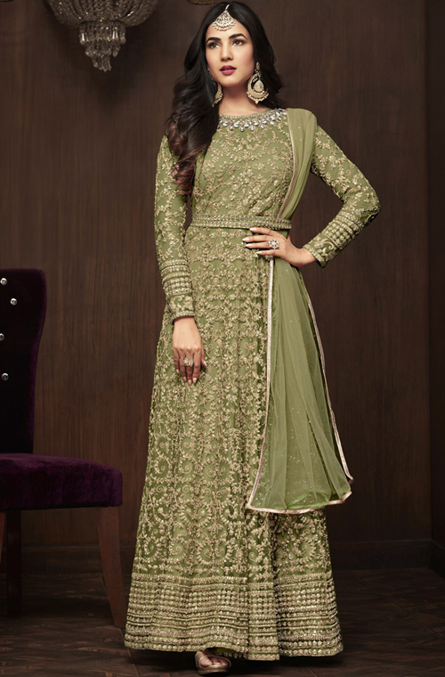 green silk dress long