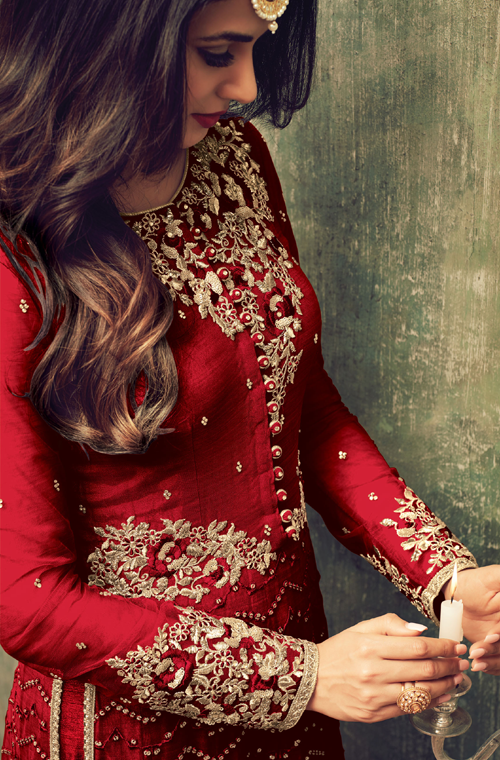 red anarkali suit designs