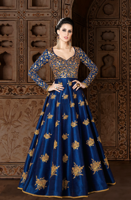 royal blue and gold gown