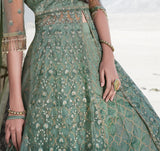 Sea Green Designer Embroidered Wedding Lehenga Style Anarkali Suit-Saira's Boutique