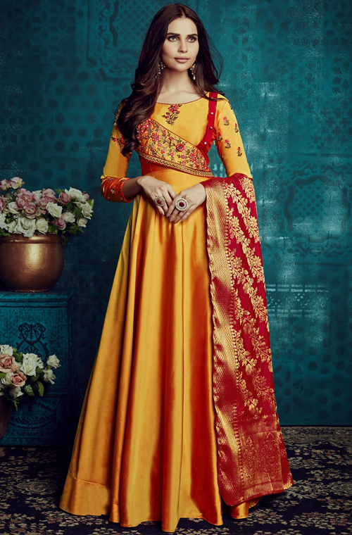 taffeta silk anarkali