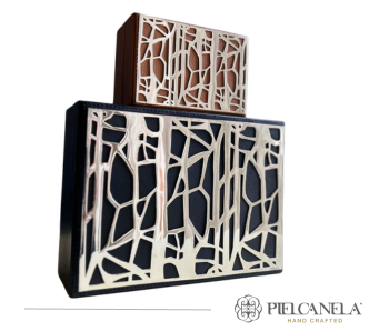 Serenata Silver Tan Leather Organizer Boxes