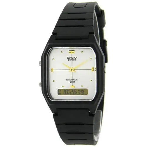 Casio Men's Black Analog-Digital Dual Time Black Resin Watch AW48HE-7AV