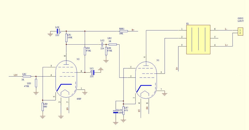 Scheme diagram of IWISTAO FU50 Small 300B 2x8W Vacuum Tube Amplifier Finished Board Kit Single-ended Class A DIY Free Tuning