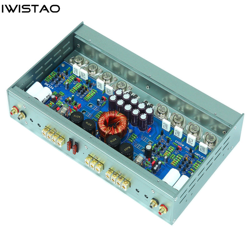 IWISTAO カー パワー アンプ - 4 チャンネル オーディオファン アンプ ゴールド シール トランジスタ、カー 12V ハイパワー HiFi 用出力保護付き