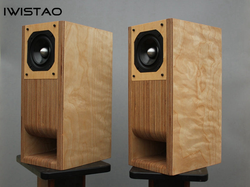 IWISTAO HIFI 4 Inches Full Range Speaker Empty Labyrinth Birch Cabinet 1 Pair for Tube Amplifier