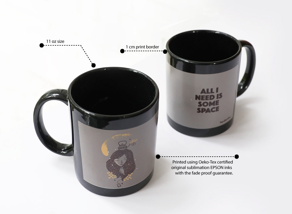 Black coffee mug dimension