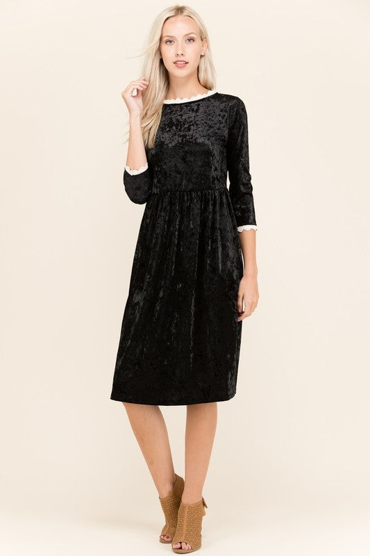The Little Black Velvet Midi Dress 