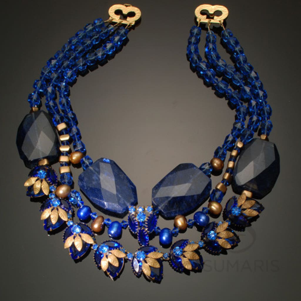 blue costume necklace