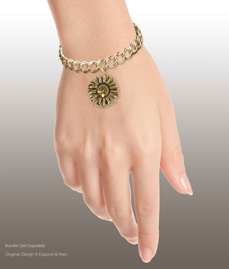 Flower　Aster　Yellow　Aster　14k　Jewelry　Handmade　Gold　Charm　AST1-BEECG　並行輸入品-