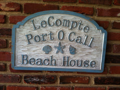 Weathered distressed address sign - beach theme
