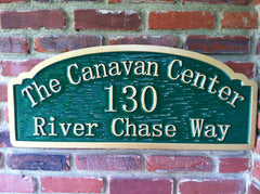 Arched address sign with texture
