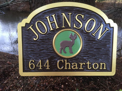 Address sign with deer image