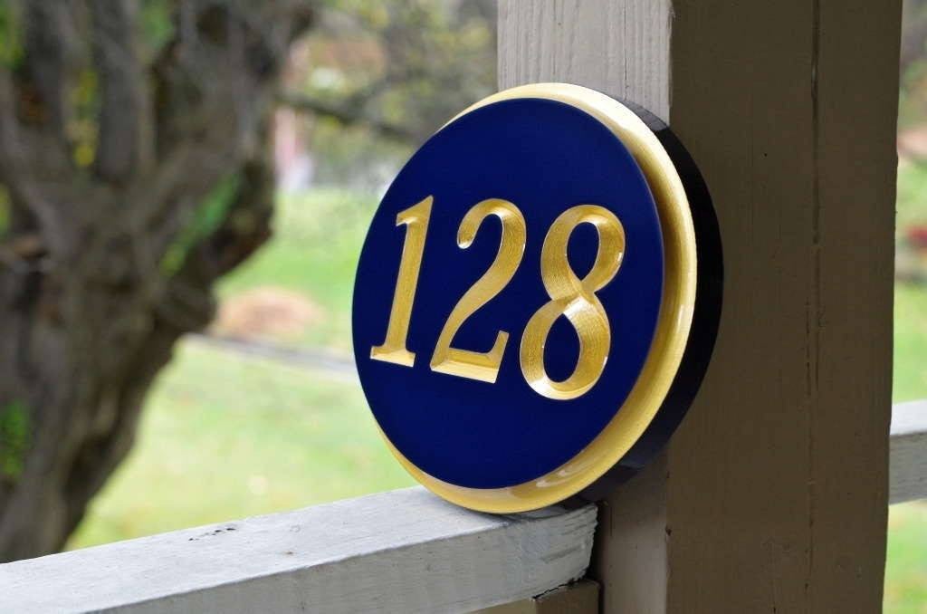 Custom Carved Oval House Number with Recessed Numbers ...