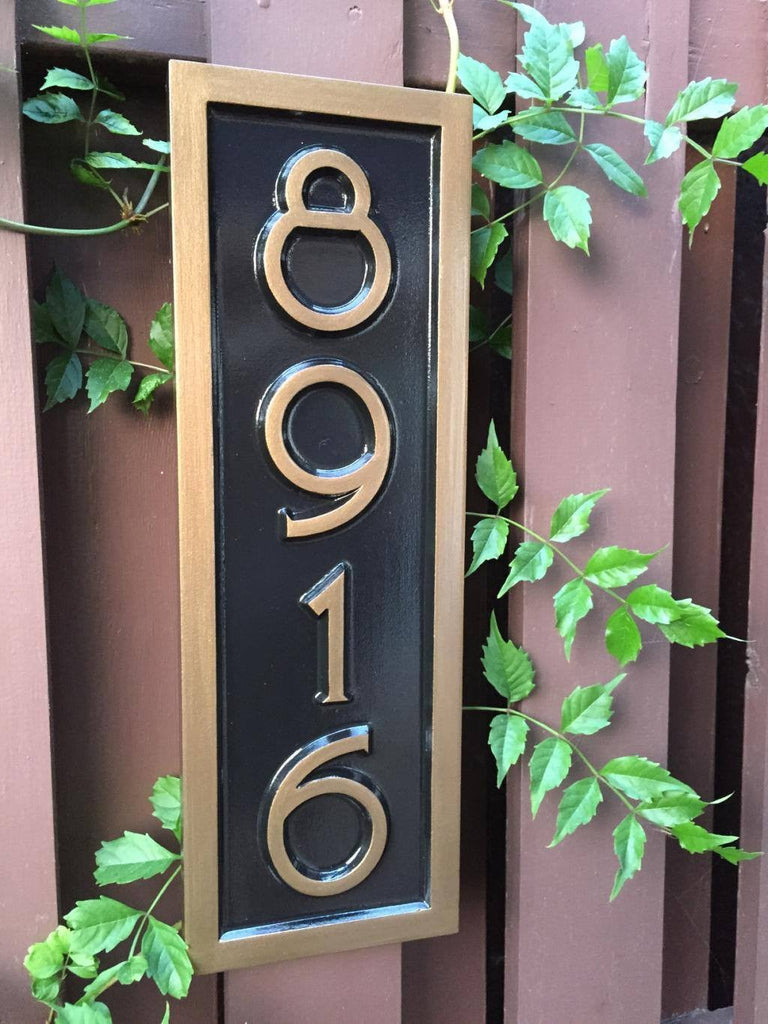 Vertical House number plaque with mid century modern font ...