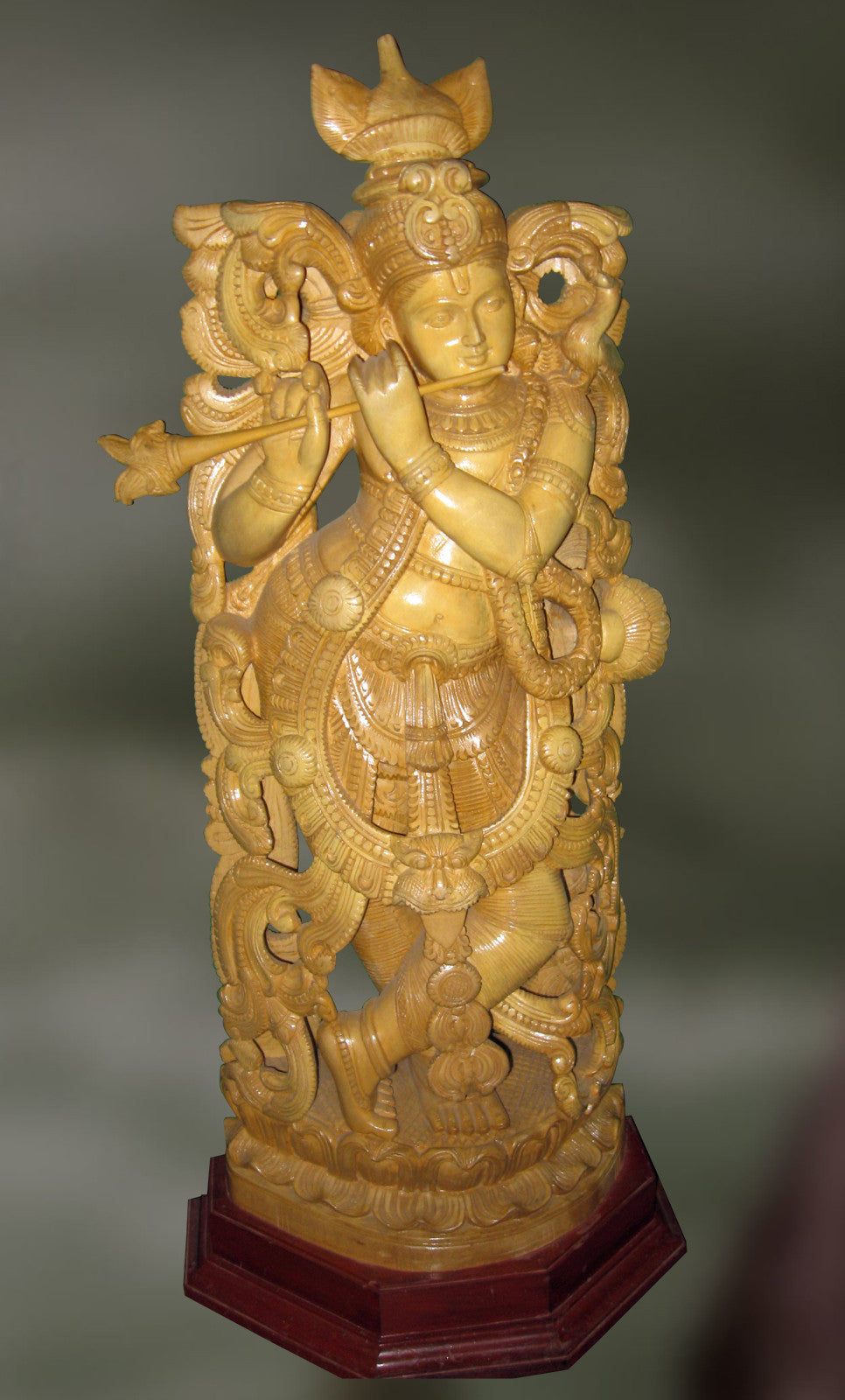 Channapatna wood sculpture of Lord Krishna playing flute ...