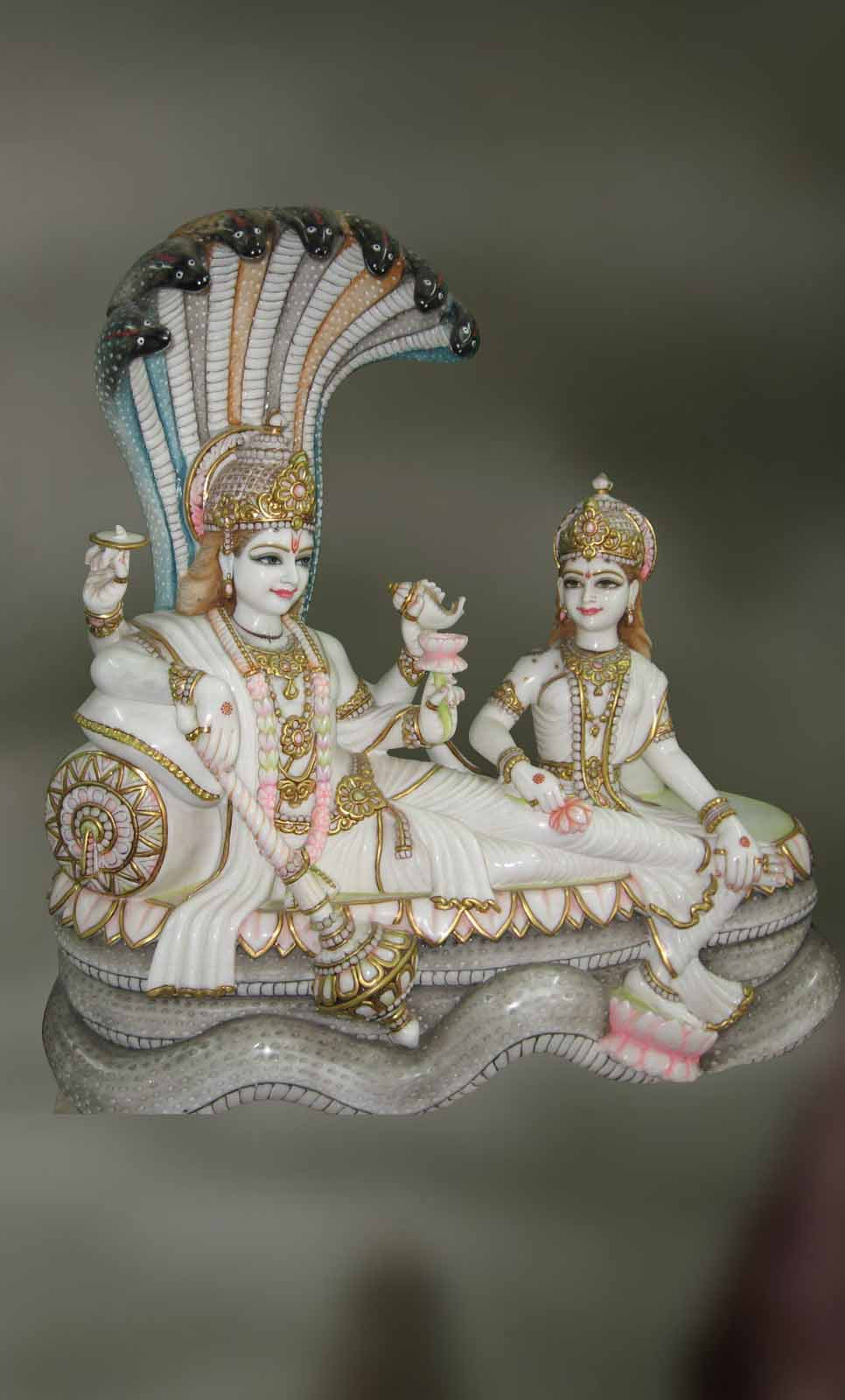 Handmade marble sculpture of Vishnu - Yoga Nidra - Artisans Crest