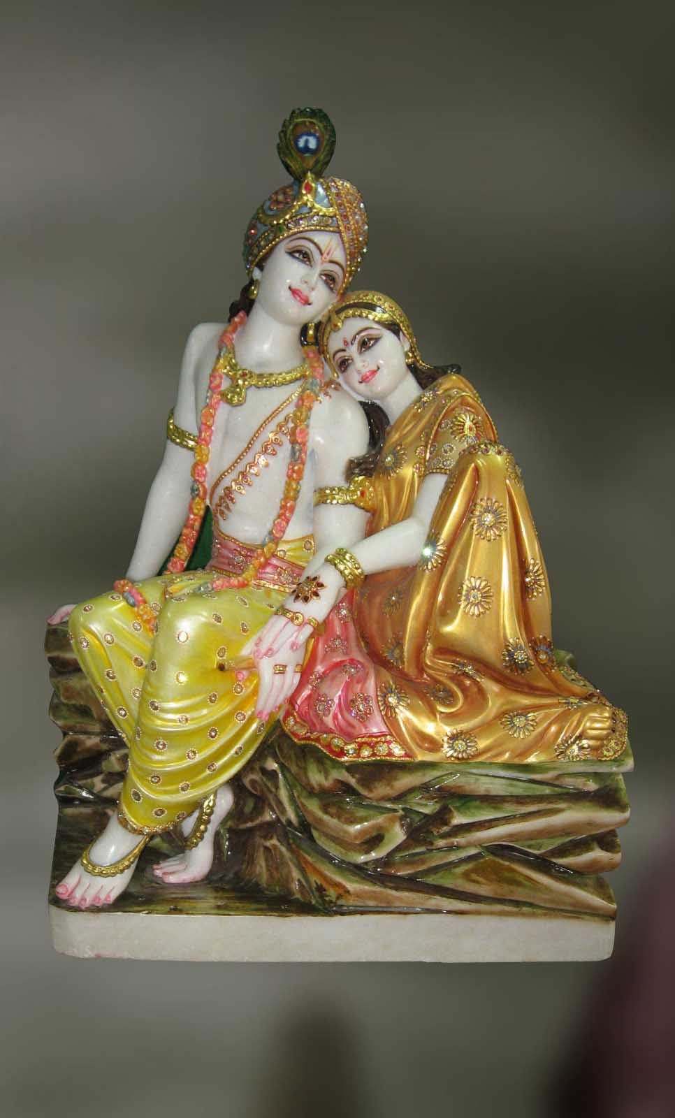 Handcrafted marble sculpture of Radha and Krishna - Prema ...