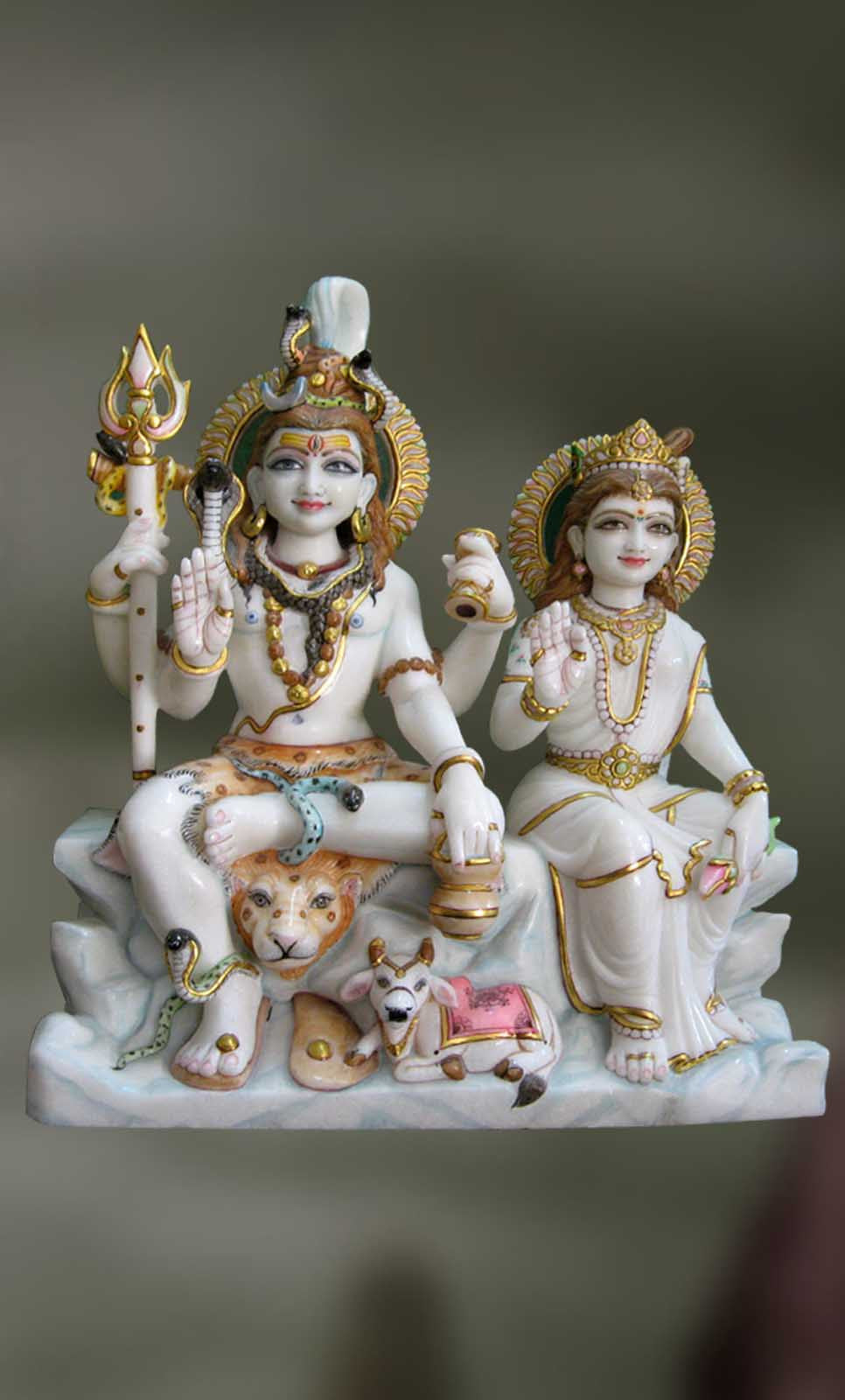 Handmade marble sculpture of Shiva and Parvathi - Uma-Maheshvar ...