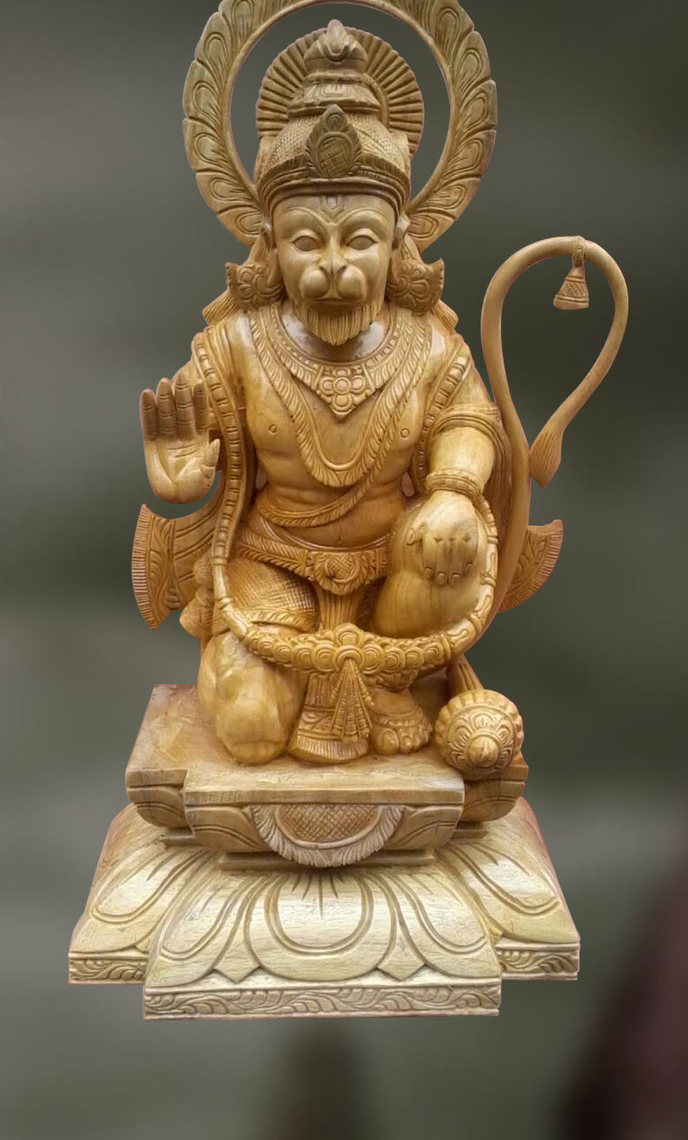 Wood sculpture of Hanuman ji, blessing - Artisans Crest