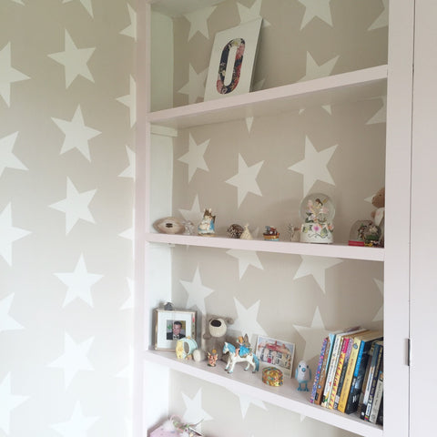 Walls in Peony & Sage Stars wallpaper