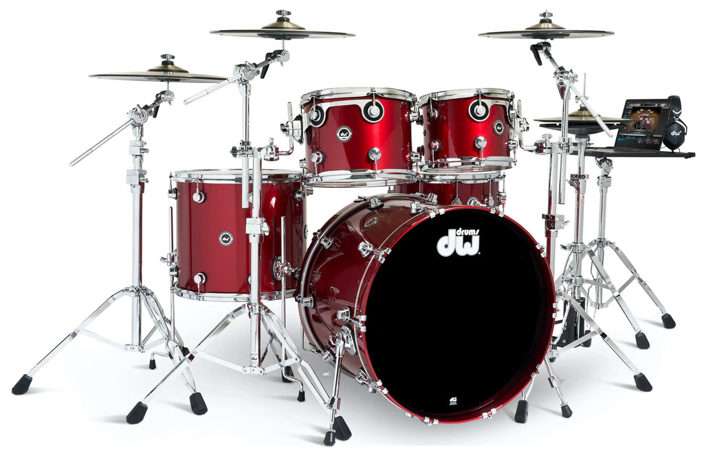 DWe Drums Electronic 5-Piece Drum Set with Cymbals in Black Cherry Metallic