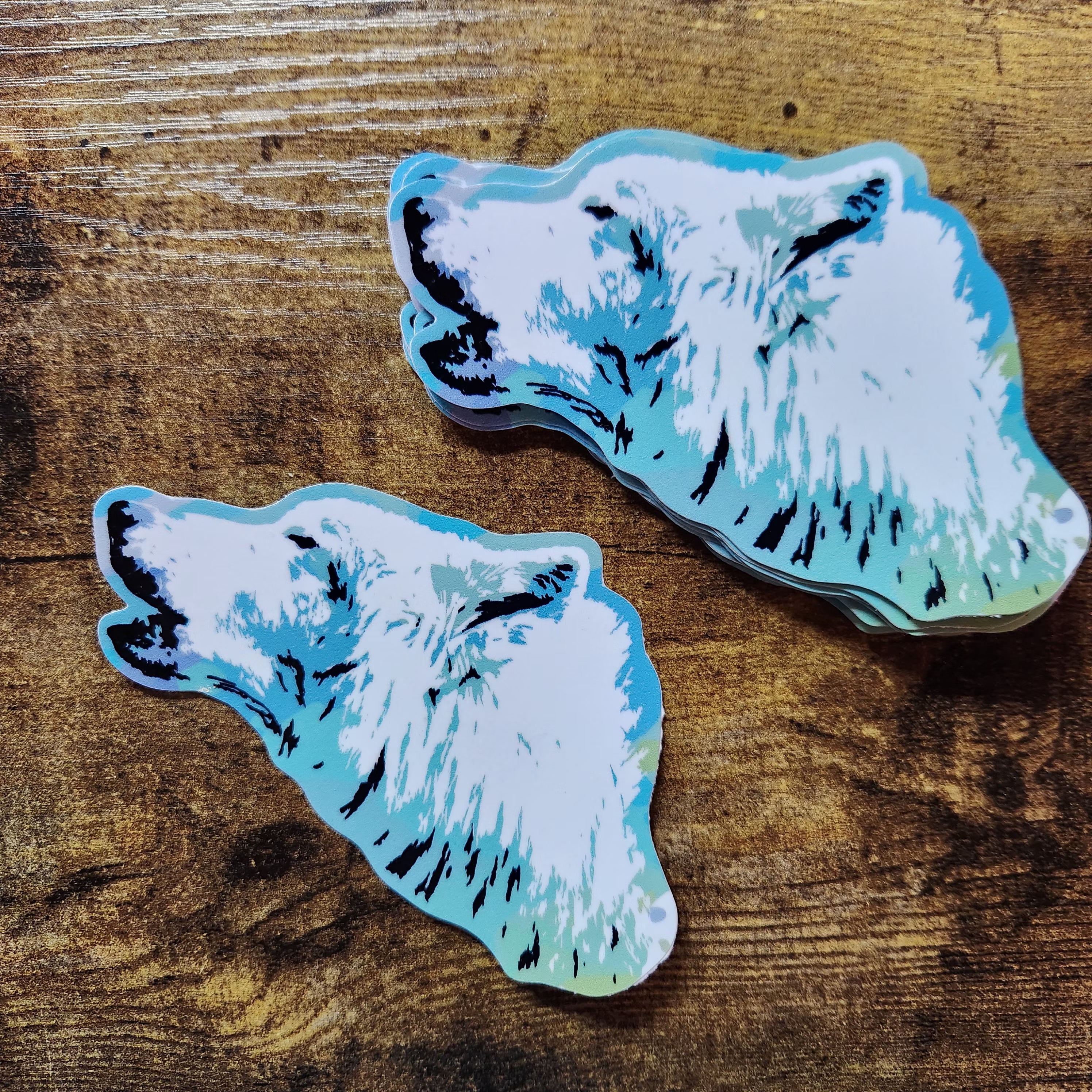 Wolf Blue Background - Sticker