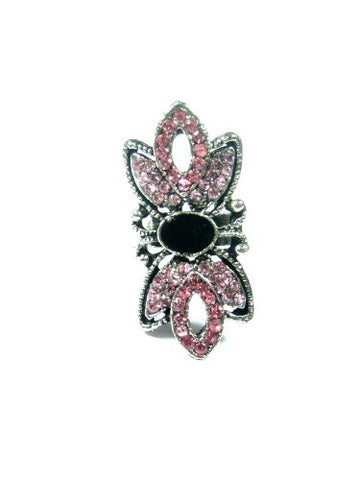 Cocktail Ring Retro Silver Crystal Adjustable Rings Fashion Jewelry (Pink) - mogulinteriordesigns - 1