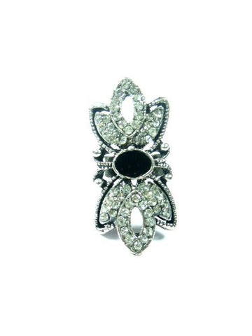 Cocktail Ring Retro Silver Crystal Adjustable Rings Fashion Jewelry (White) - mogulinteriordesigns - 1