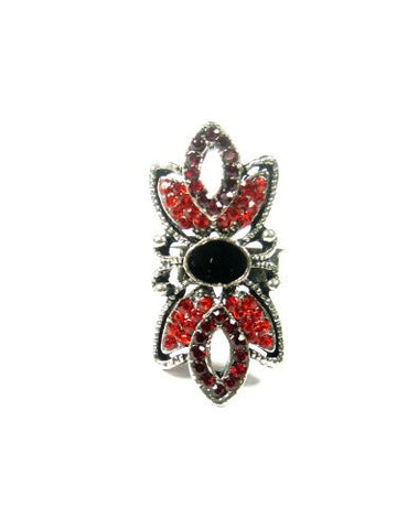 Cocktail Ring Retro Silver Crystal Adjustable Rings Fashion Jewelry (Red) - mogulinteriordesigns - 1