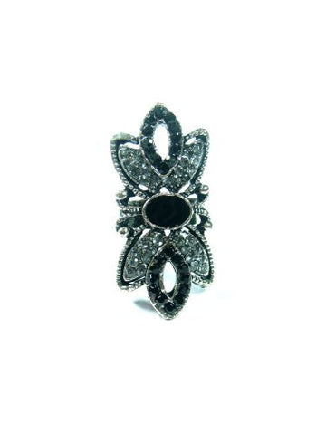 Cocktail Ring Retro Silver Crystal Adjustable Rings Fashion Jewelry (W & B) - mogulinteriordesigns - 1
