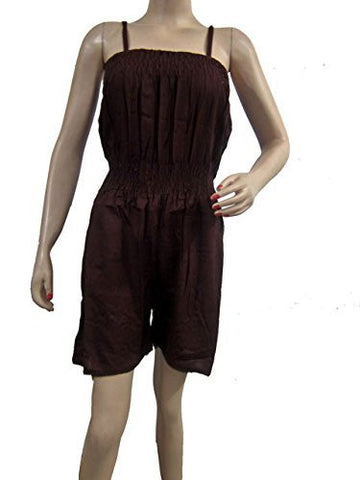 Bohemian Jumpsuit Dark Brown Spaghetti Cotton Dress - mogulinteriordesigns - 1