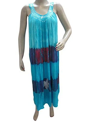 Blue Tie Dye Dress Hippie Sleeveless Maxi Dresses - mogulinteriordesigns - 1