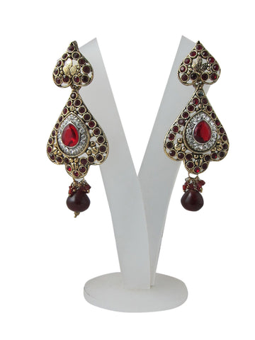 India Wedding Drop Earrings Fashion Radical Red Kundan Dangle Earrings - mogulinteriordesigns - 1