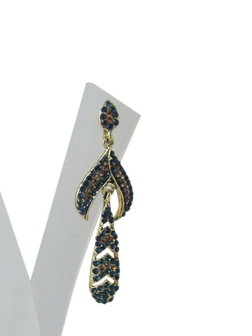 Dangling Earring Handcrafted Gold Green Stone Dangle Earrings - mogulinteriordesigns - 1