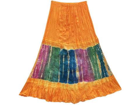 Bohemian Skirt Orange Tie Dye Cotton Hippie Gypsy Womens Long Skirts - mogulinteriordesigns - 1