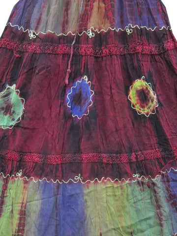 Boho Casual Maxi Long Skirt Pink Tie Dye Vintage Indie Gypsy Skirts - mogulinteriordesigns - 1