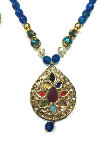 Mogul INDIAN Necklace Jewelry Blue TOURMALINE ARTISAN Pendant, Gift for Mother - mogulinteriordesigns - 1