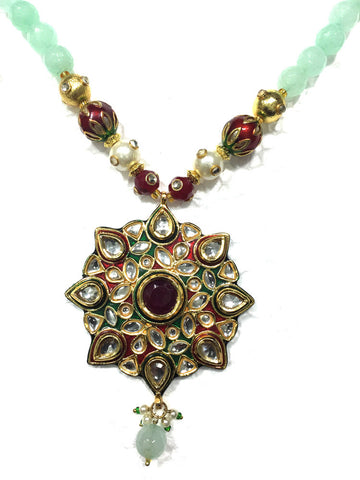 Mogul Necklace Vintage Bohemian Handmade Floral Pendant Tourmaline Jewelry Sets - mogulinteriordesigns - 1